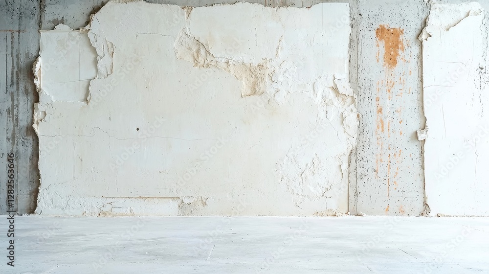 Poster minimalist streaked concrete background, features a smooth, textured surface with subtle stains, cre