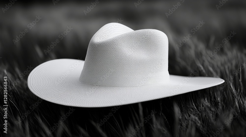 Poster stylish white hat in a field for hacking and cybersecurity themes