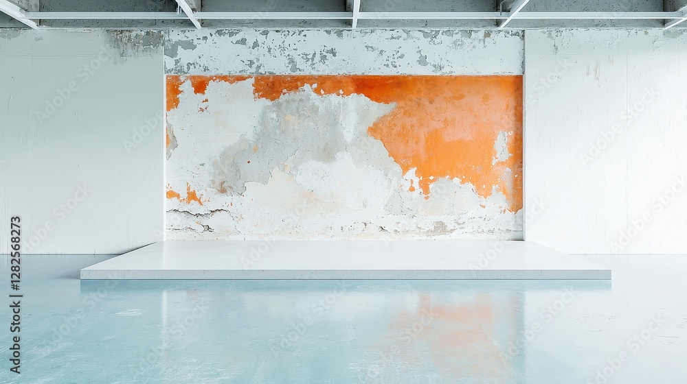Aufkleber burnt stained concrete wall, a minimalist backdrop featuring a textured surface with subtle imperfec