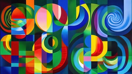 Abstract Colorful Geometric Shapes Composition Art