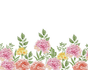 Vintage Peony Watercolor Flower Background