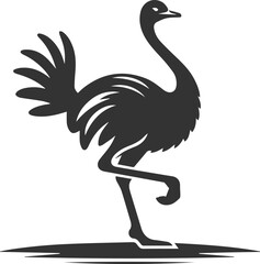 Ostrich performing a small hop animal vector silhouette