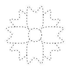 flower simple dash line, dashed line floral icon, flower outline shape, flora dot stroke