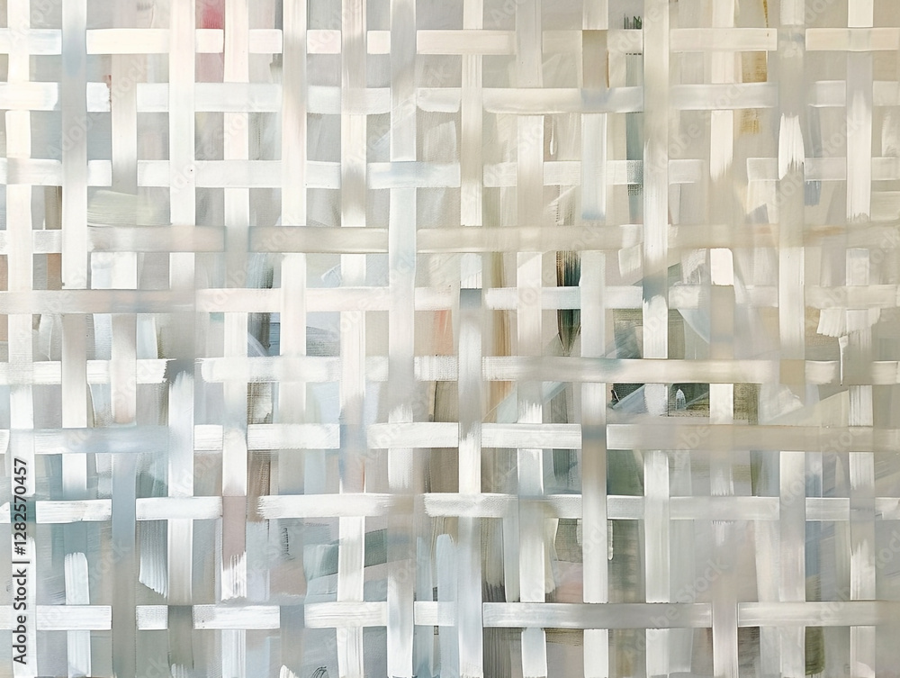 Poster an abstract oil painting featuring overlapping translucent rectangles in various pastel and vibrant 