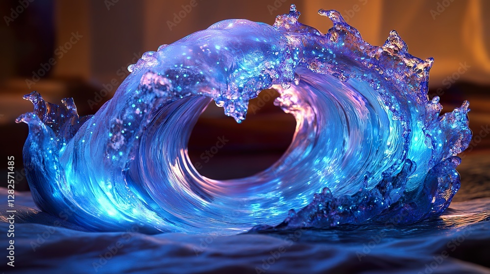 Poster A beautiful translucent wave curls over a small pool