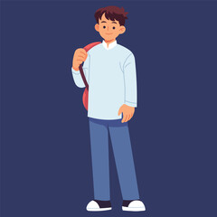 Obraz premium Flat Vector Senior High School Illustration