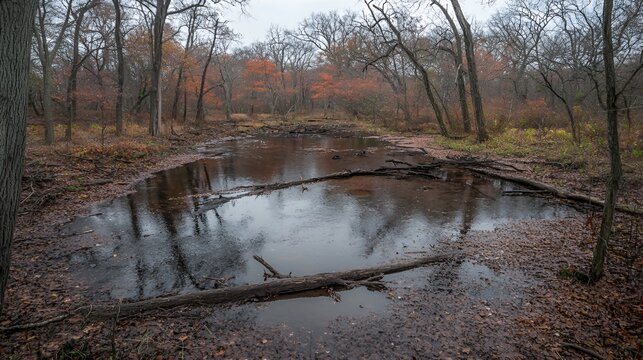 Autumnal Forest Creek Reflection