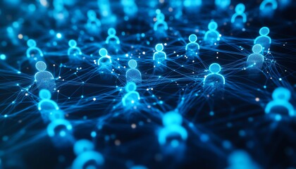 Chain of human icons connected by lines