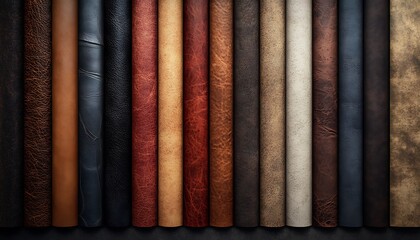 Assorted leather rolls, studio display, various colors