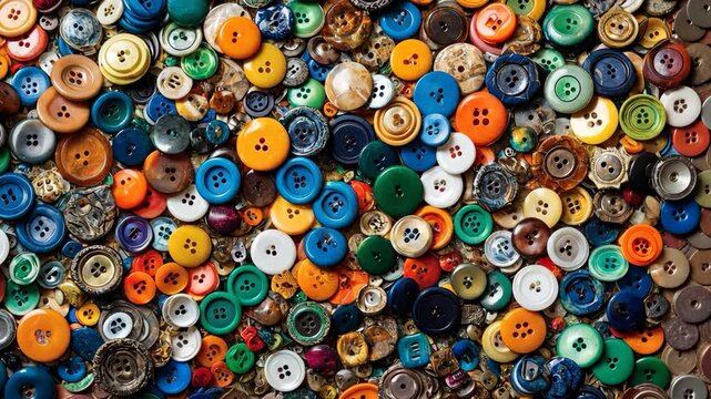 Colorful Buttons Seamless Pattern for Crafts and Sewing Projects Macro Close-up