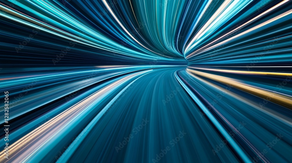 Poster abstract light trails creating motion blur effect in blue tones