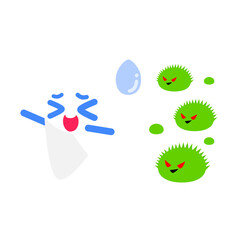 Cartoon Tooth Character Scared of Dirty Gems Flat Illustration