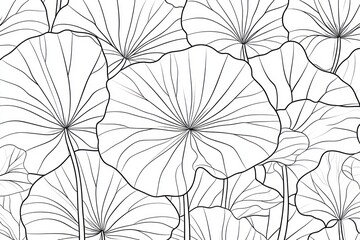 Lotus leaves pattern, monochrome, botanical, background, design