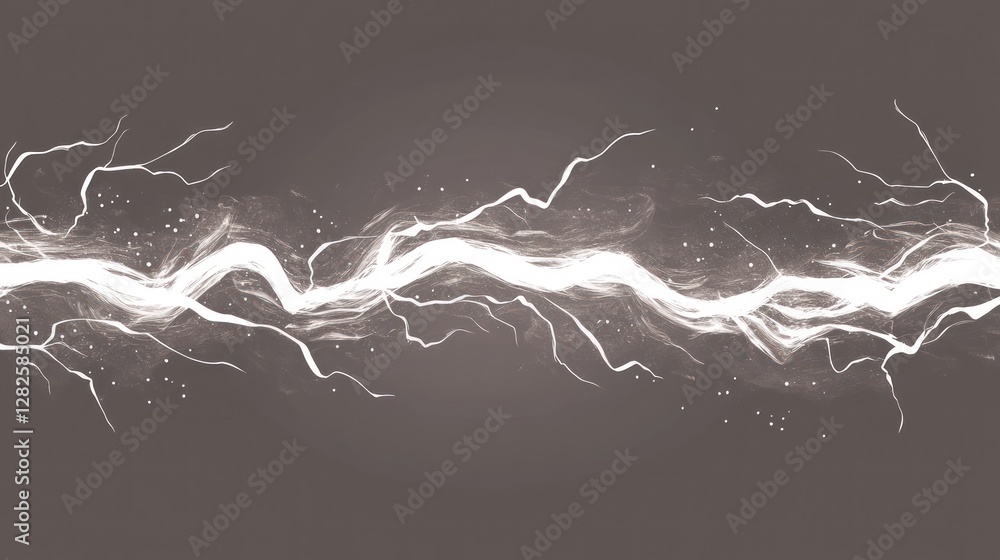 Poster abstract image of white lightning bolt on dark background.