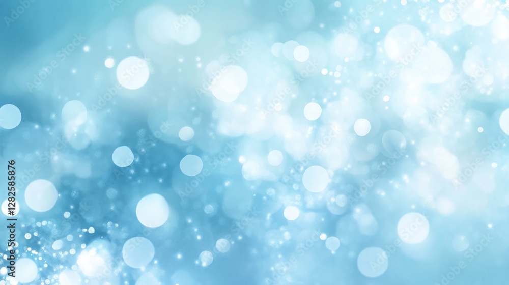 Aufkleber Abstract light blue bokeh background with bright circles and sparkles.
