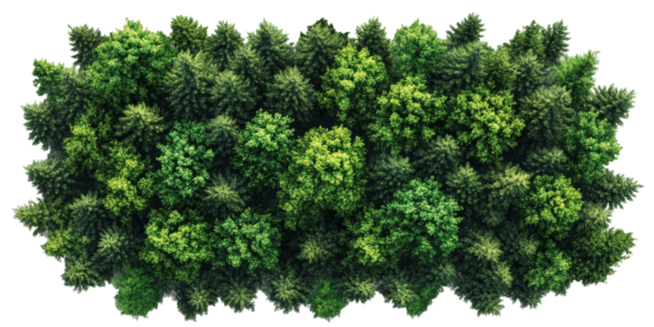 Lush green forest canopy nature scene png with transparency background aerial view vibrant ecosystem