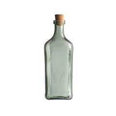 A vintage glass bottle with a cork stopper, floating against a neutral background.