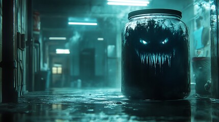 Scary Jar in Dark Corridor