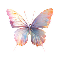 Fluffy 3D Butterfly with Soft Pastel-Colored Wings Isolated on Transparent Background