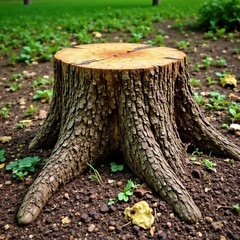 Obraz premium Decaying stump with visible bark and forest floor, earthy, environment