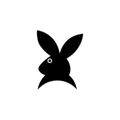 The rabbit logo is black and has a white background