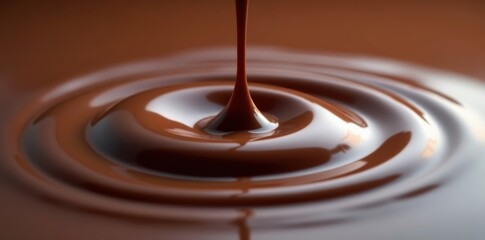 Single drop of milk falling into chocolate, creating ripples, dark, water