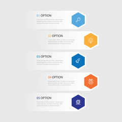 Design template infographic vector. 5 step slide with paper style and icons. Vector layout can be used for workflow, business presentation and web graphic design 