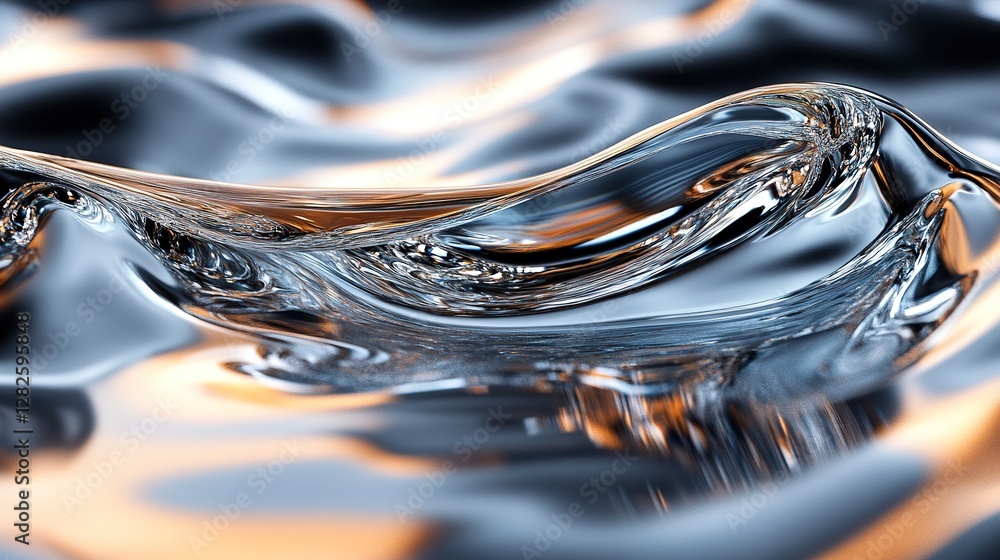 Poster abstract rendering of flowing liquid surface with reflective properties