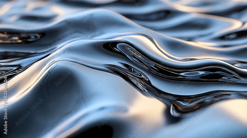 Poster smooth fluid substance showing subtle waves and reflections