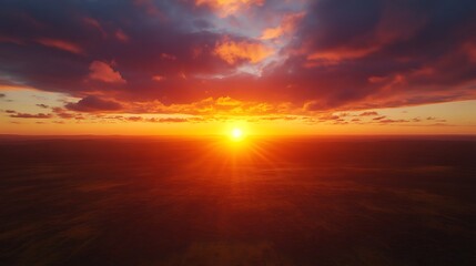 Aerial Sunset Over Flatlands