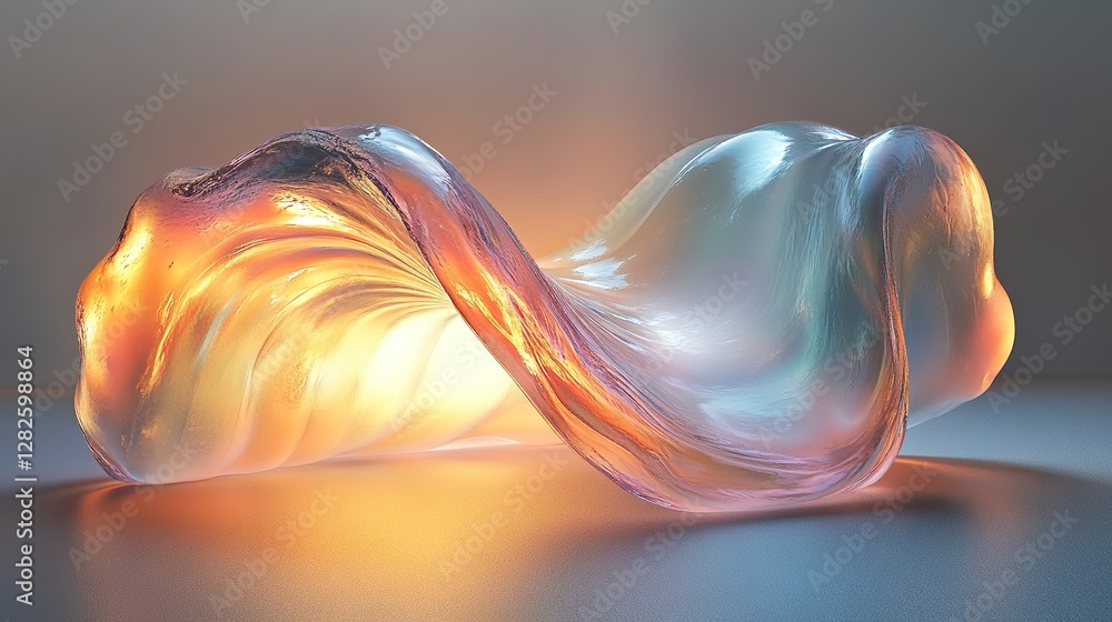 Poster abstract wave form with iridescent colors and smooth surface