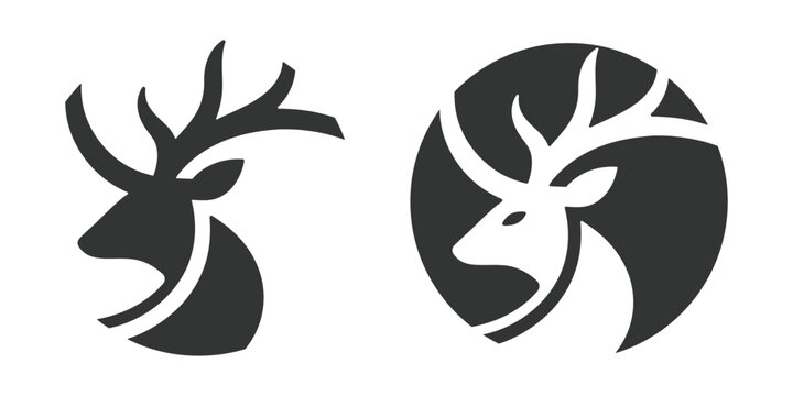 Set of wild deer silhouettes in flat style isolated on white background. Deer head vector illustration business deer logo icon design. black and white deer head brand logo in vector format simple icon