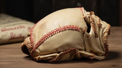 1. "Close-up of a Vintage Baseball in a Catcher's Leather Mitt &ndash; Used Ball and Glove Still Life"