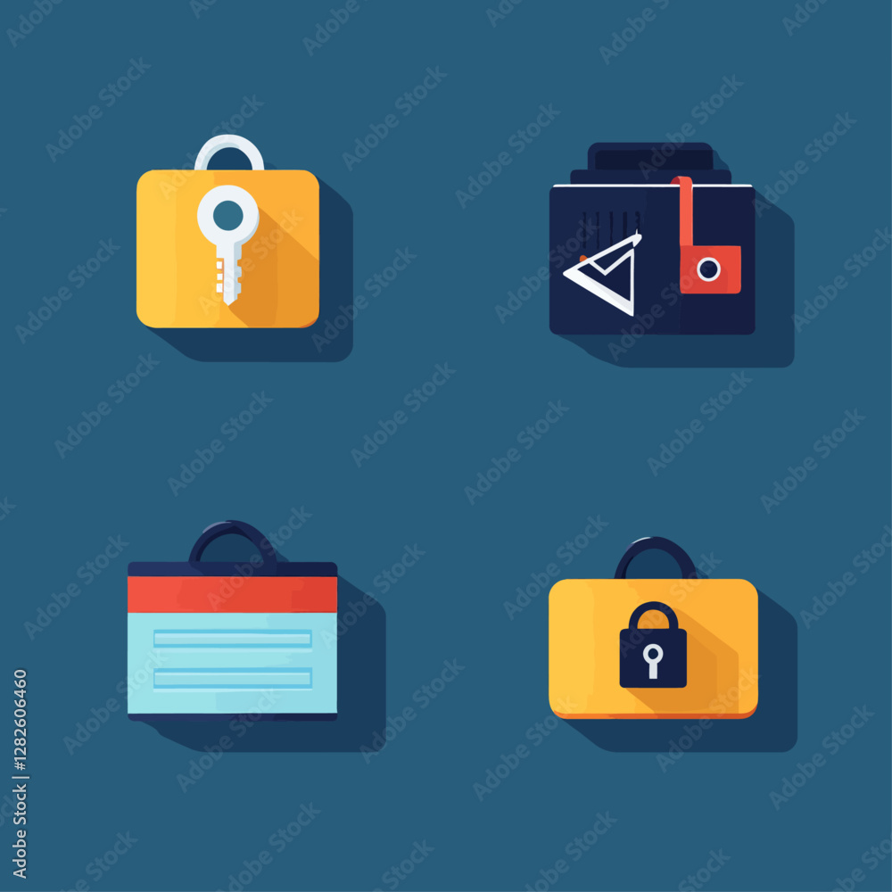Poster data security icons showing encryption, data protection and privacy