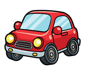 Cartoon cute compact red car graphic icon illustration