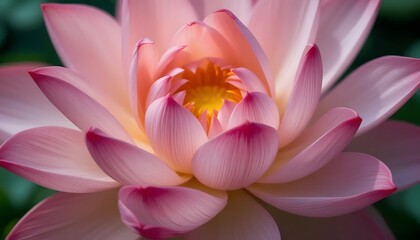 Fototapeta premium Close-up of Beautiful Pink Lotus Flower with Yellow Center