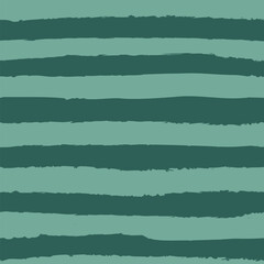 Horizontal stripe seamless repeat pattern in tonal teal greens. Grunge torn texture jagged vector cabana stripe for tropical mens designs, packaging, fabric, St Patricks, Christmas, spring, gardening.