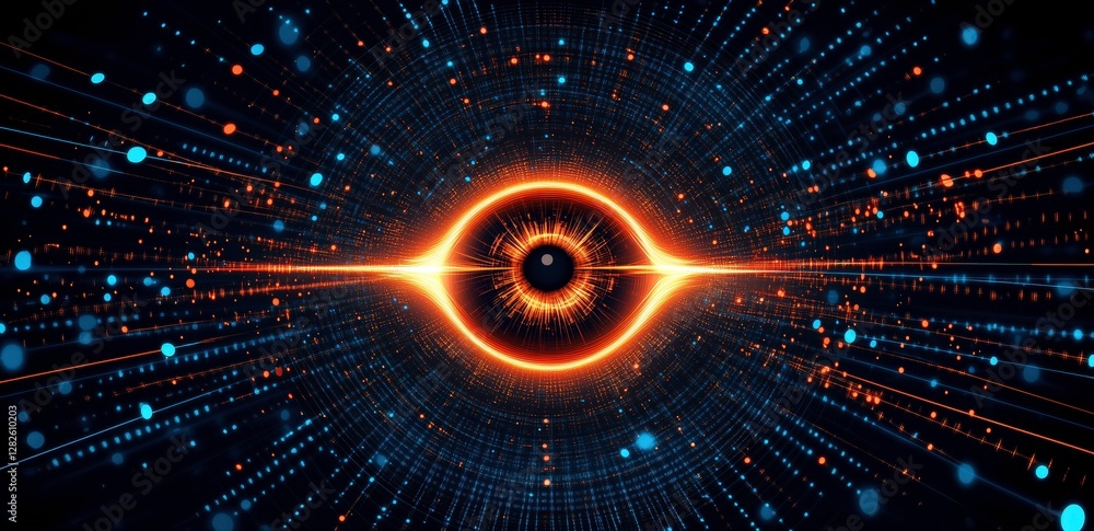 Poster digital vortex: an electrifying, abstract depiction of a digital vortex, swirling with luminous ener