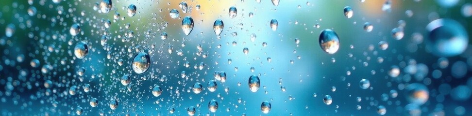 Cool water droplets on glass, calming background, afternoon, pure, background