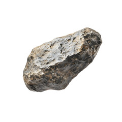 A rough-textured rock with brown and gray hues, isolated on a white background.