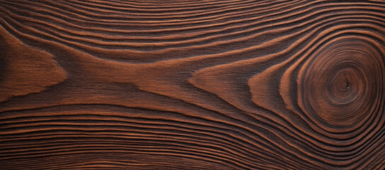 Rich brown wood grain texture with intricate patterns and natural knots, perfect for backgrounds or design elements