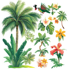 palm trees and flowers