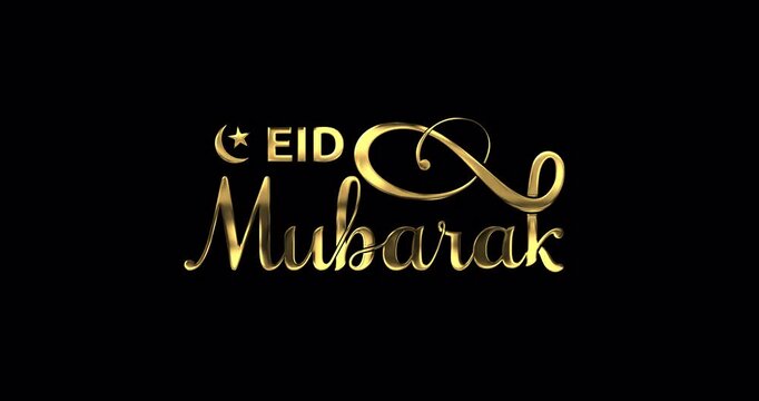 Eid mubarak animation in 4 clips. Luxury handwritten text animated with alpha channel. Great for introduction video of eid Alfitr celebration.