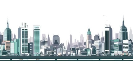 Obraz premium Modern Urban Skyline with Commercial Buildings