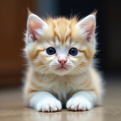 Sweet fluffy kitten, pristine white paws, hyperrealistic image, white fur, photography