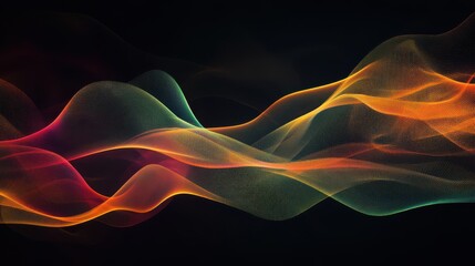 Fototapeta premium Abstract colorful smoke waves floating on a dark background, seamless looping for 4K video animation background 