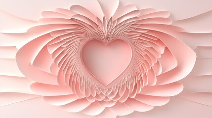 Abstract Pink Paper Heart Floral Design