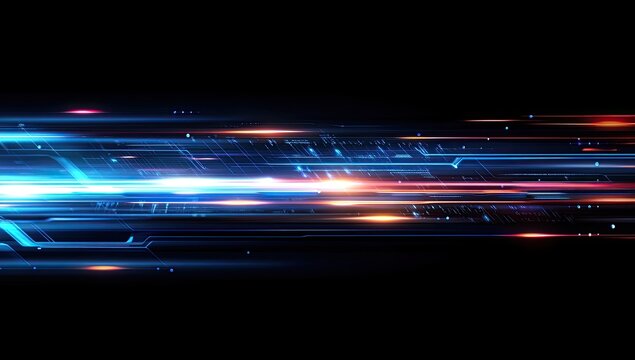 Futuristic digital data stream; dark background; website banner