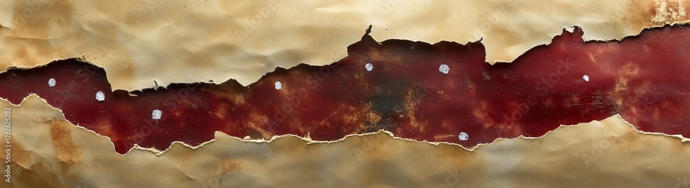Poster celestial divide: an abstract, artistic representation of a celestial divide, with a deep red expans