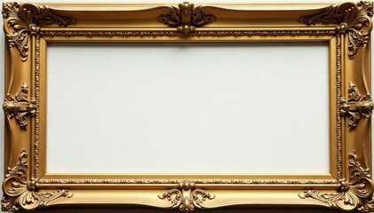 Aged golden rectangular frame cutout; perfect for mockups , design, empty, thin frame